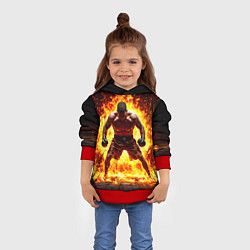 Толстовка-худи детская Боксер в огне, цвет: 3D-красный — фото 2