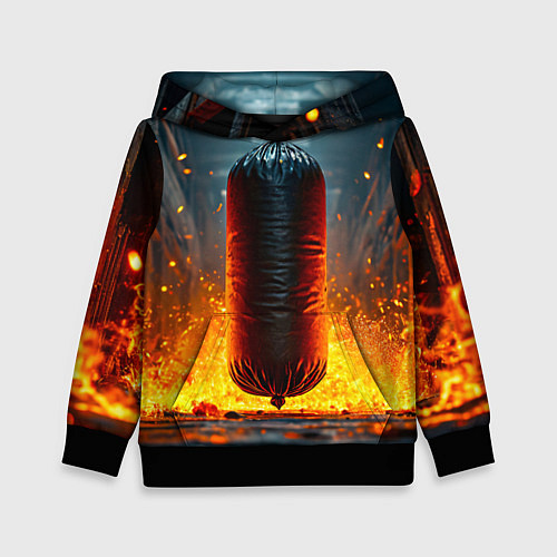 Детская толстовка Боксерская груша в огне / 3D-Черный – фото 1