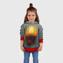 Толстовка-худи детская Желтая боксерская перчатка, цвет: 3D-красный — фото 2