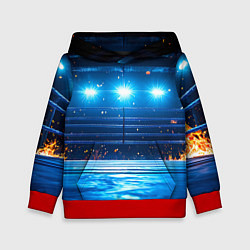 Толстовка-худи детская Синий ринг в огне, цвет: 3D-красный