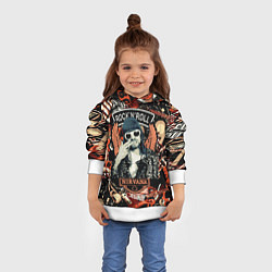 Толстовка-худи детская Nirvana Kurt Cobain на фоне гитар, цвет: 3D-белый — фото 2