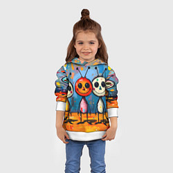 Толстовка-худи детская Инопланетные человечки, цвет: 3D-белый — фото 2