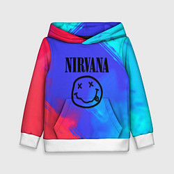 Толстовка-худи детская Nirvana жидкие краски, цвет: 3D-белый