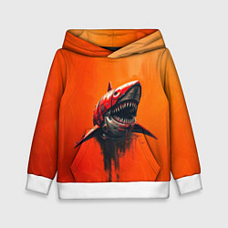Толстовка-худи детская Кибернетическая акула, цвет: 3D-белый
