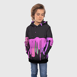 Толстовка-худи детская Фиолетовая текстура на черном фоне, цвет: 3D-черный — фото 2