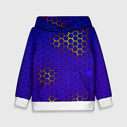 Толстовка-худи детская Неоновые соты броня, цвет: 3D-белый