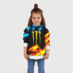Толстовка-худи детская Monster energy текстура огненная, цвет: 3D-белый — фото 2