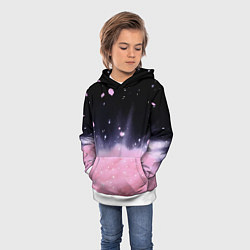 Толстовка-худи детская Розовая текстура с лепестками, цвет: 3D-белый — фото 2