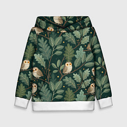 Толстовка-худи детская Совы в лесу, цвет: 3D-белый