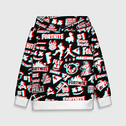 Толстовка-худи детская Fortnite glitch game, цвет: 3D-белый