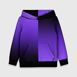 Толстовка-худи детская Чёрно-сиреневый градиент пополам, цвет: 3D-черный