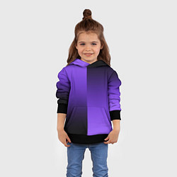 Толстовка-худи детская Чёрно-сиреневый градиент пополам, цвет: 3D-черный — фото 2