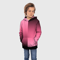Толстовка-худи детская Розовый с затемнением градиент пополам, цвет: 3D-черный — фото 2