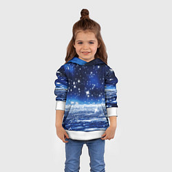 Толстовка-худи детская Космический синий абстрактный фон - текстура, цвет: 3D-белый — фото 2