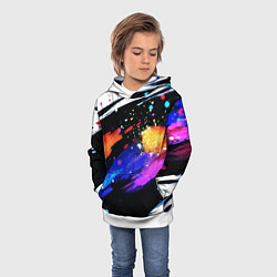 Толстовка-худи детская Разноцветные блестящие кляксы - текстура, цвет: 3D-белый — фото 2