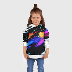 Толстовка-худи детская Разноцветные блестящие кляксы - текстура, цвет: 3D-белый — фото 2