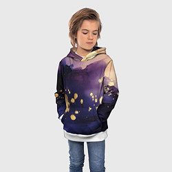 Толстовка-худи детская Золотая краска на текстуре, цвет: 3D-белый — фото 2