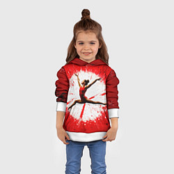 Толстовка-худи детская Воздушная гимнастка на красном, цвет: 3D-белый — фото 2
