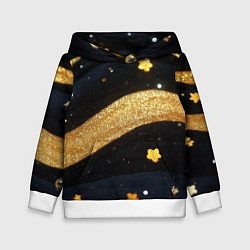 Толстовка-худи детская Золотые волны текстура, цвет: 3D-белый