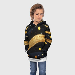 Толстовка-худи детская Золотые волны текстура, цвет: 3D-белый — фото 2