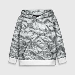 Толстовка-худи детская Серебряная фольга - мятая текстура, цвет: 3D-белый