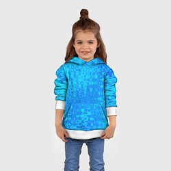 Толстовка-худи детская Голубой неоновый абстрактная текстура, цвет: 3D-белый — фото 2