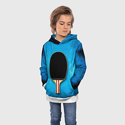 Толстовка-худи детская Ракетка для настольного тенниса, цвет: 3D-белый — фото 2