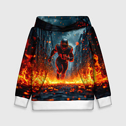 Толстовка-худи детская Раннинбек в огне, цвет: 3D-белый