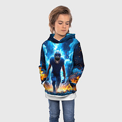 Толстовка-худи детская Огненный раннинбек, цвет: 3D-белый — фото 2