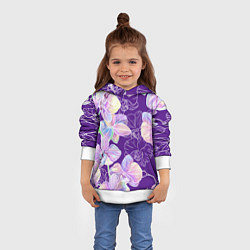 Толстовка-худи детская Японские акварельные орхидеи, цвет: 3D-белый — фото 2
