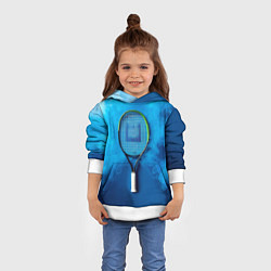 Толстовка-худи детская Теннисная ракетка в синем дыму, цвет: 3D-белый — фото 2