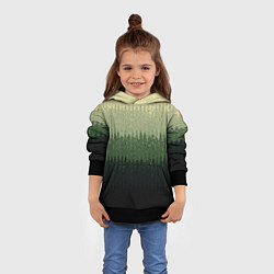 Толстовка-худи детская Зелёный полосами от светлого к тёмному текстурные, цвет: 3D-черный — фото 2