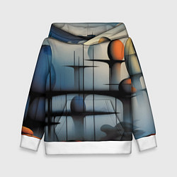 Толстовка-худи детская Архитектурная абстракция в тумане, цвет: 3D-белый