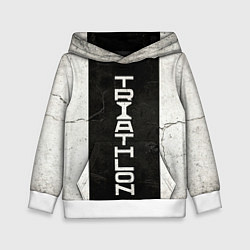 Толстовка-худи детская Triathlon на черно - белом, цвет: 3D-белый