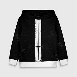 Толстовка-худи детская Сабля на черном, цвет: 3D-белый