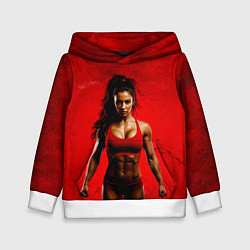 Толстовка-худи детская Фитоняшка в красном, цвет: 3D-белый