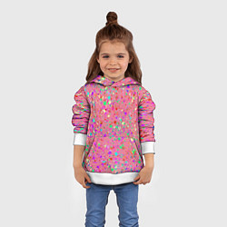 Толстовка-худи детская Розовый с разноцветными брызгами, цвет: 3D-белый — фото 2