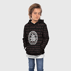 Толстовка-худи детская Древние символы руны и обереги Вегвизир, цвет: 3D-белый — фото 2