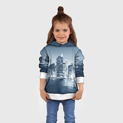 Толстовка-худи детская New York город, цвет: 3D-белый — фото 2