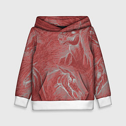 Толстовка-худи детская Черепа лошадей - эскиз, цвет: 3D-белый