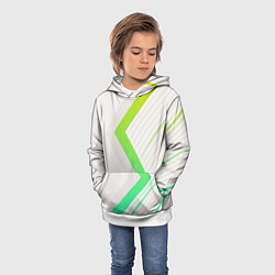Толстовка-худи детская Color white line green, цвет: 3D-белый — фото 2