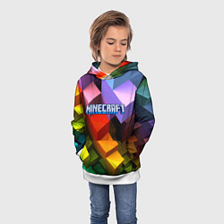 Толстовка-худи детская Minecraft - pattern, цвет: 3D-белый — фото 2
