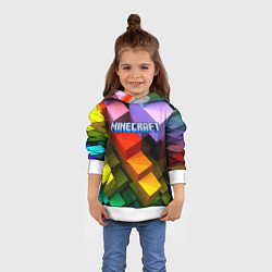 Толстовка-худи детская Minecraft - pattern, цвет: 3D-белый — фото 2