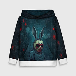 Толстовка-худи детская Зайчик в хоккейной маске, цвет: 3D-белый