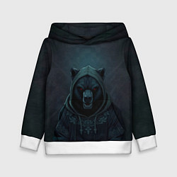 Толстовка-худи детская Мишка в капюшоне, цвет: 3D-белый