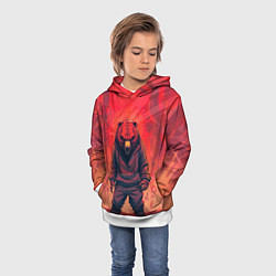 Толстовка-худи детская Мишка на спорте, цвет: 3D-белый — фото 2