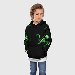 Толстовка-худи детская The color is light green abstraction, цвет: 3D-белый — фото 2