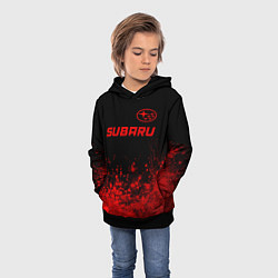 Толстовка-худи детская Subaru - red gradient посередине, цвет: 3D-черный — фото 2