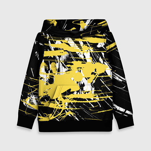 Детская толстовка Желтая краска на черном / 3D-Черный – фото 1