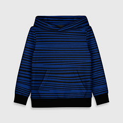 Толстовка-худи детская Чёрно-синий в тонкую волнистую полоску, цвет: 3D-черный